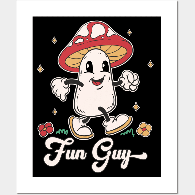 Vintage Fungi Fun Guy Funny Toadstool Pun Wall Art by FloraLi